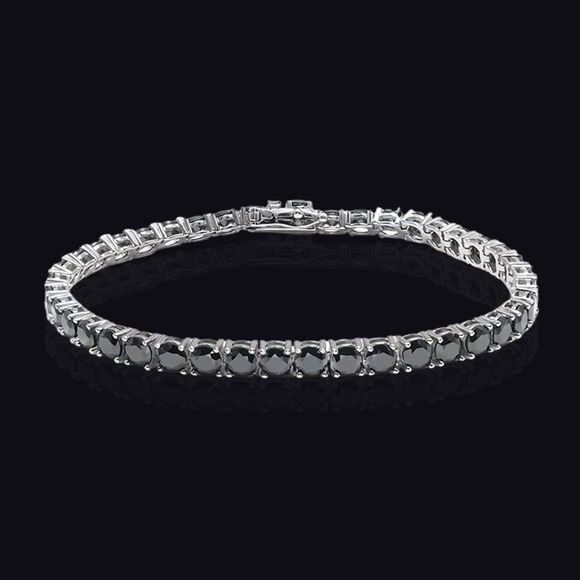 19cm GRA Black Moissanite Diamond 5mm Tennis Bracelet 18k White Gold 925 Silver - Picture 2 of 8